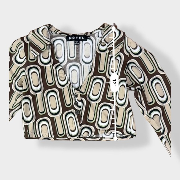 MOTEL Rocks Portia Crop Top in Retro Spot Brown Size XS - Picture 3 of 8